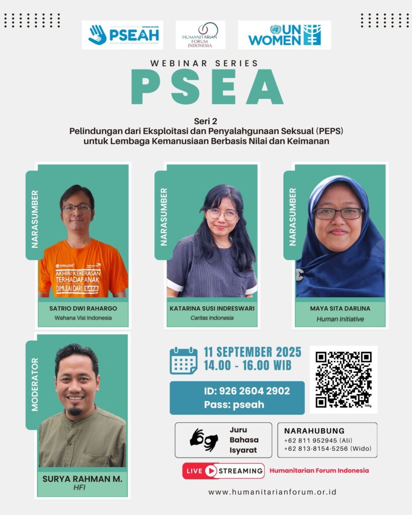 WEBINAR SERIES #2 Pelaksanaan Pelindungan dari Eksploitasi dan Penyalahgunaan Seksual di Lembaga Kemanusiaan Berbasis Nilai dan Keimanan